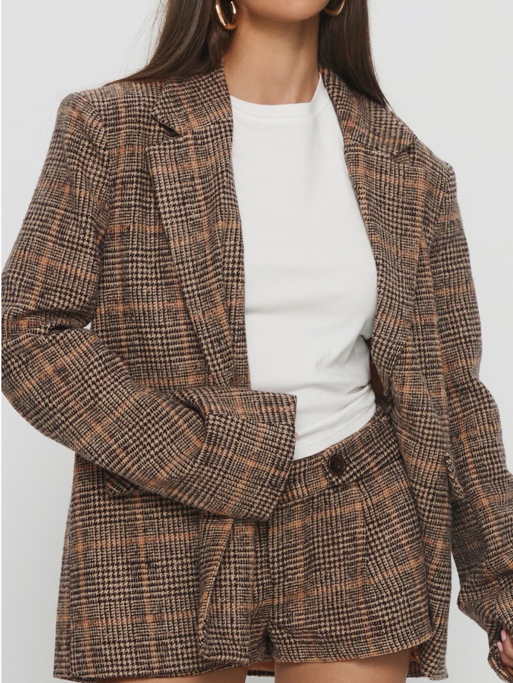 Princess Polly Brown Plaid Blazer Jacket